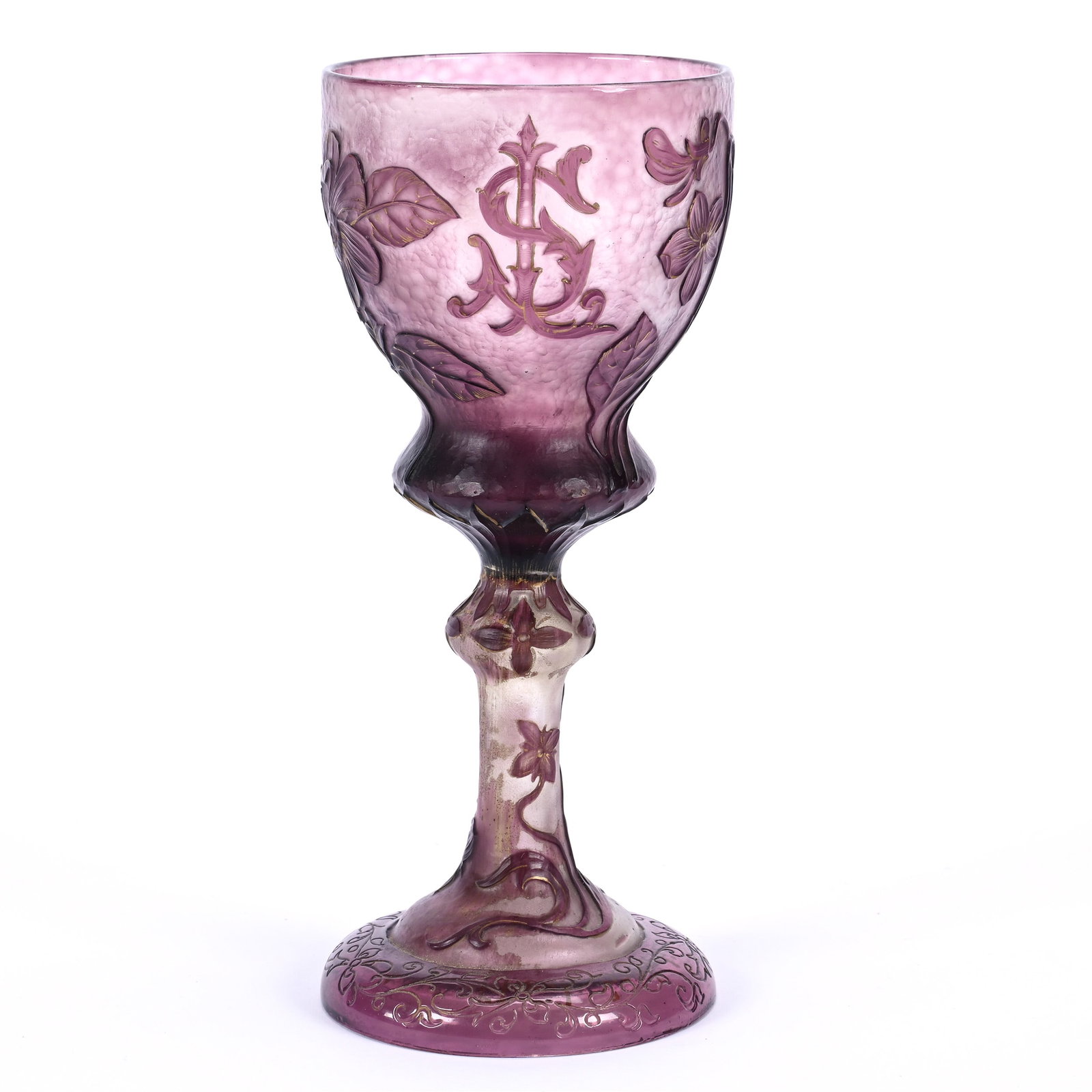 Chalice Attributed To Burgun (Burgun & Schverer), French Cameo Art Glass, Wheel Carved (1 of 4)