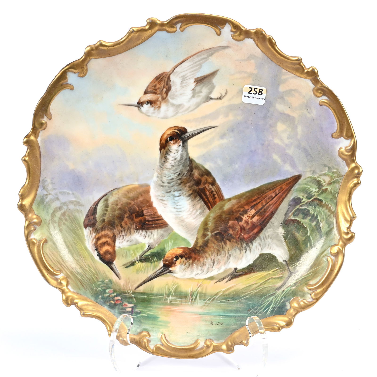 Charger Marked LR&L Limoges, Game Bird Scenic Decor, Artist Signed, Gold Trim (1 of 4)
