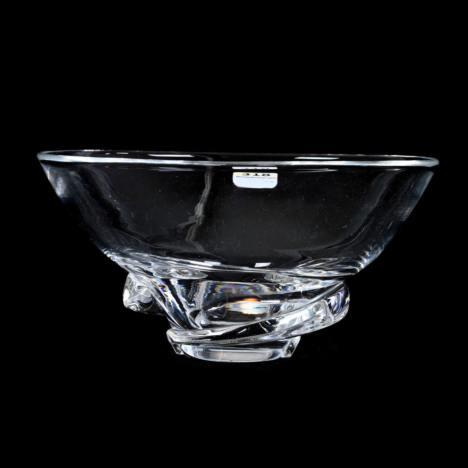 Bowl, Clear Crystal Signed Steuben, Applied Swirl Design (1 of 2)
