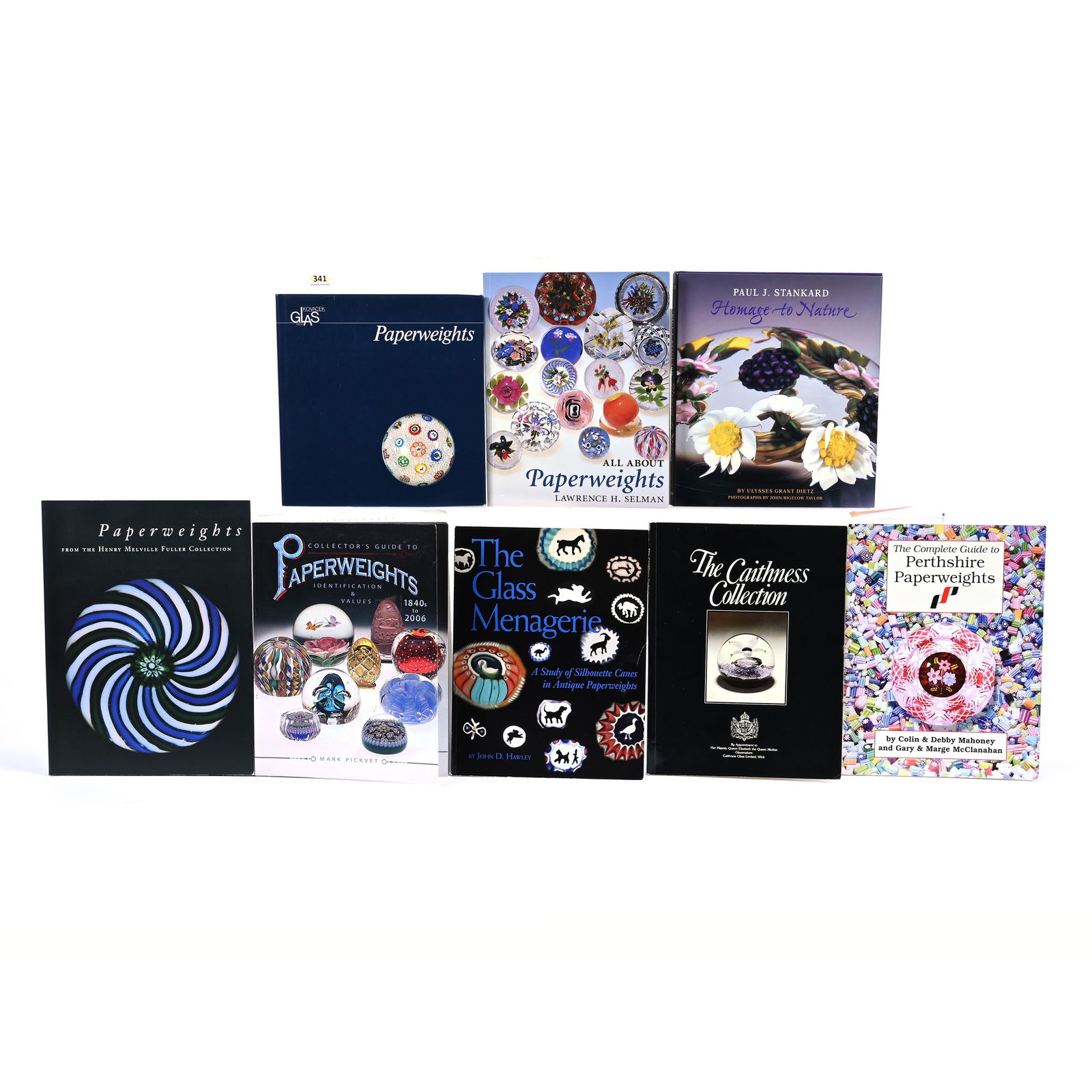 (8) Books About Glass Paperweights: (8) Books About Glass Paperweights, (1) Paperweights By Glass Gallery Michael Kovacek Vienna, 1987, (1) All About Paperweights By Lawrence H. Selman, 1992, (1) Paul J. Stankard Homage To Nature By Uly