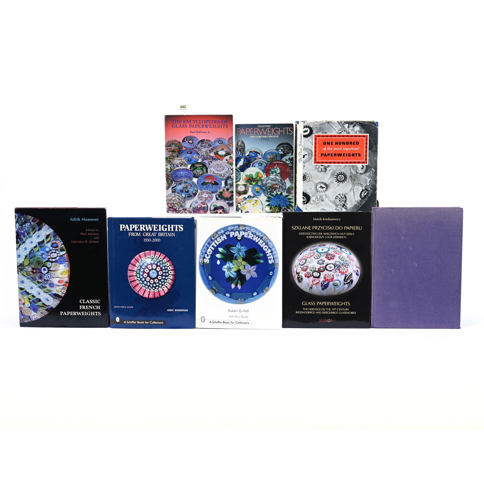 (8) Books About Glass Paperweights: (8) Books About Glass Paperweights, (1) 1983 Collectors' Paperweights Price Guide & Catalogue, (1) Encyclopedia Of Glass Paperweights By Paul Hollister, Jr., 1970, (1) One Hundred Of The Most Importan
