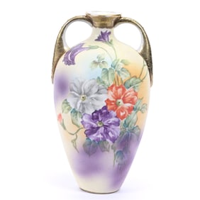 Vase Marked Royal Kinjo Japan, Pastel Yellow, Orange and Lavender Tones, Floral Decor