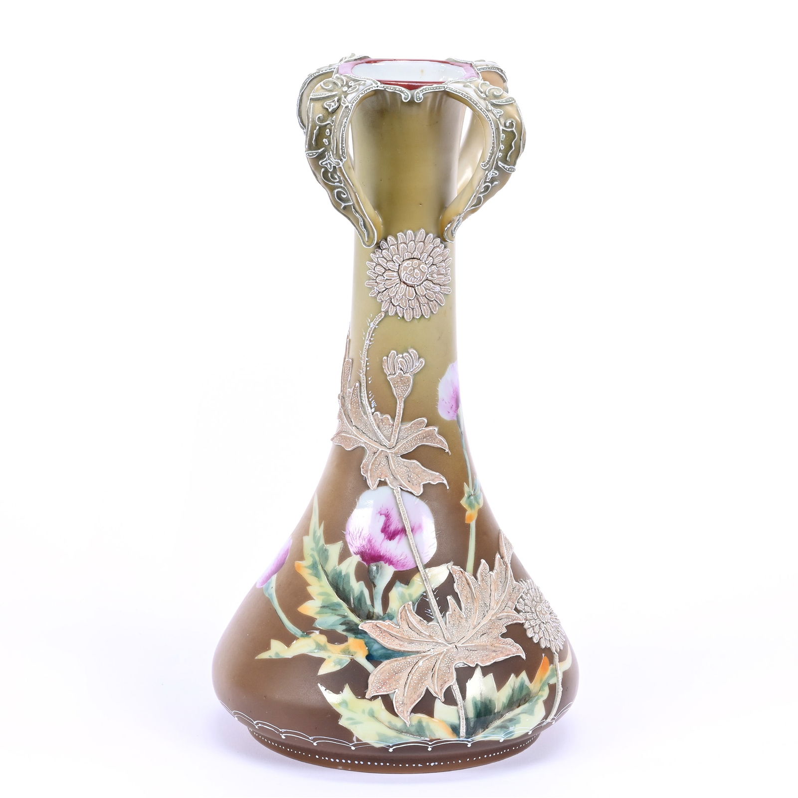 Vase, Four Handles, Nippon Maple Leaf Mark (1 of 3)