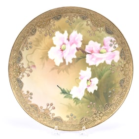 Plate, Nippon Maple Leaf Mark, Brown Tones, Pink Poppy Decor