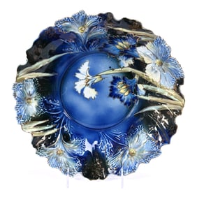 Bowl Marked R.S. Prussia, Carnation Mold, Cobalt Blue