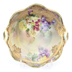 Bowl, Two Handles, Nippon Maple Leaf Mark, Green Tones, Vintage Decor