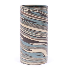 Cylinder Vase, Niloak Pottery First Art Mark, Complete Mark Difficult To See, Mission Swirl