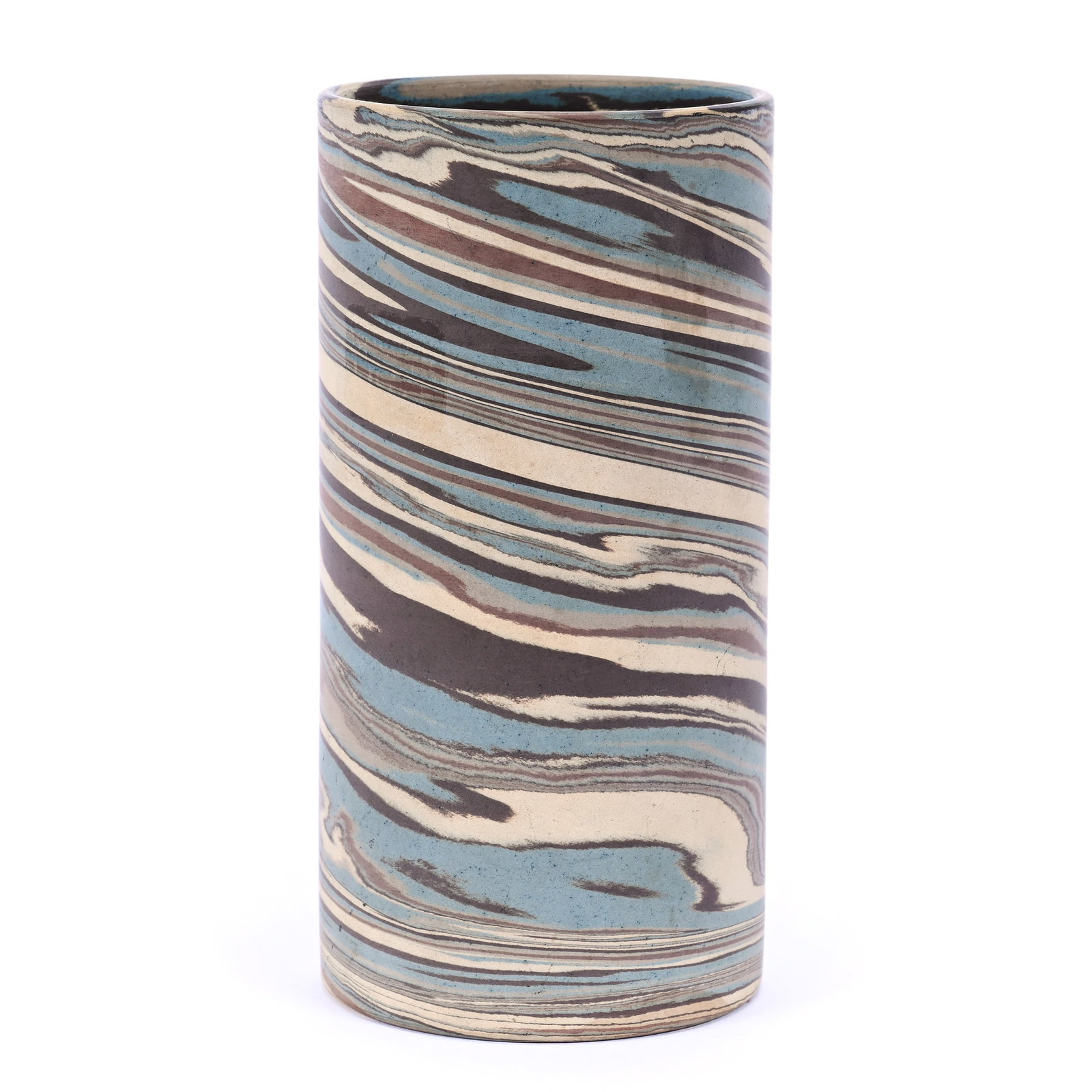 Cylinder Vase, Niloak Pottery First Art Mark, Complete Mark Difficult To See, Mission Swirl (1 of 3)