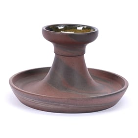 Candlestick, Niloak Pottery First Art Mark, Mission Swirl