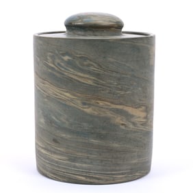 Humidor, Niloak Pottery First Art Mark, Mission Swirl, Sponge Holder Lid