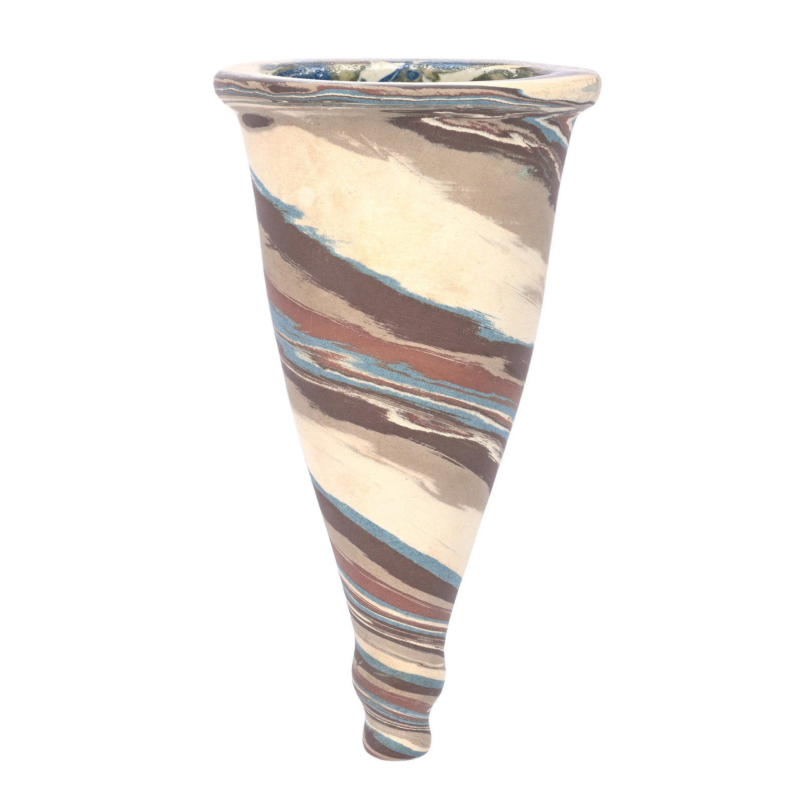 Wall Pocket, Niloak Pottery, Unmarked, Mission Swirl, Unusual Form (1 of 2)