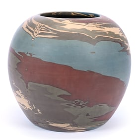 Oversize Bowl/Vase, Niloak Pottery Second Art Mark, Mission Swirl, Great Size and Condition