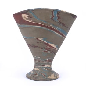 Fan Vase, Niloak Pottery Second Art Mark, Mission Swirl