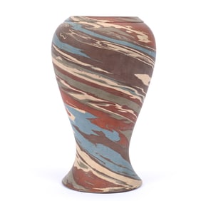 Vase, Niloak Pottery Second Art Mark, Mission Swirl