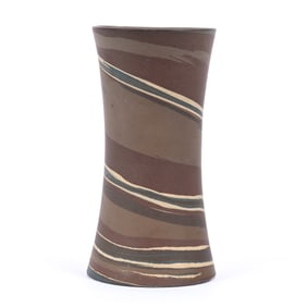 Vase, Niloak Pottery First Art Mark, Mission Swirl