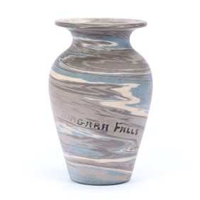 Vase, Niloak Pottery First Art Mark, Mission Swirl