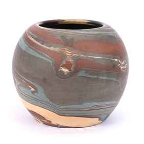 Bowl/Vase, Niloak Pottery Second Art Mark, Mission Swirl