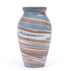 Vase, Niloak Pottery First Art Mark, Mission Swirl