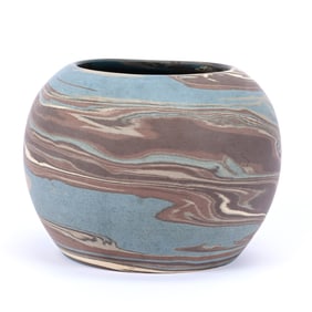 Bowl/Vase, Niloak Pottery First Art Mark, Mission Swirl