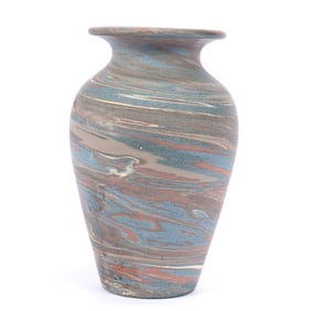 Vase, Niloak Pottery First Art Mark, Mission Swirl
