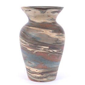 Vase, Niloak Pottery First Art Mark, Mission Swirl