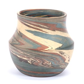 Vase, Niloak Pottery First Art Mark, Mission Swirl