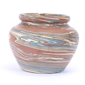 Vase, Unmarked Niloak Pottery, Mission Swirl