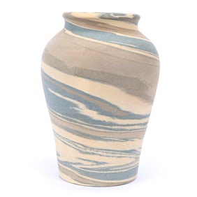 Vase, Niloak Pottery First Art Mark, Mission Swirl