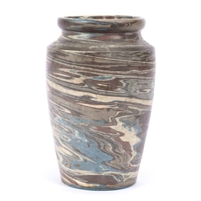 Vase, Niloak Pottery First Art Mark, Mission Swirl