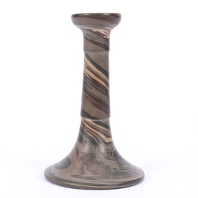 Candlestick Holder, Niloak Pottery Second Art Mark, Mission Swirl