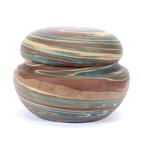 Round Covered Box, First Art Mark, Mission Swirl