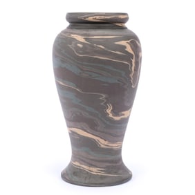 Vase, Niloak Pottery First Art Mark, Mission Swirl