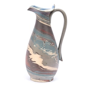 Pitcher, Niloak Pottery Second Art Mark, Mission Swirl
