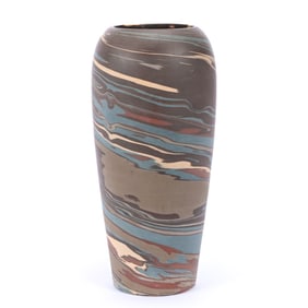 Vase, Niloak Pottery Second Art Mark, Mission Swirl