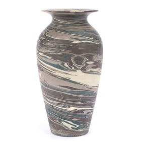 Vase, Niloak Pottery First Art Mark, Mission Swirl