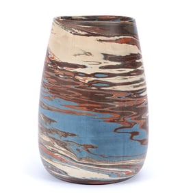 Vase, Niloak Pottery First Art Mark, Mission Swirl