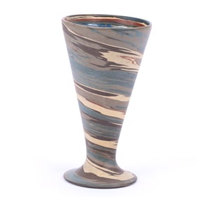 Trumpet Vase, Niloak Pottery Second Art Mark, Mission Swirl
