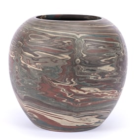 Vase, Niloak Pottery First Art Mark, Mission Swirl