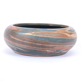 Bulb Bowl, Niloak Pottery First Art Mark, Mission Swirl