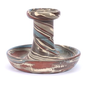 Candlestick, Niloak Pottery First Art Mark, Mission Swirl