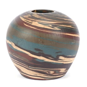 Vase, Niloak Pottery Second Art Mark, Mission Swirl