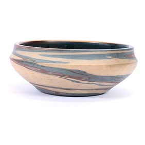 Bowl, Niloak Pottery Second Art Mark, Mission Swirl