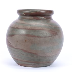Vase, Niloak Pottery First Art Mark, Mission Swirl