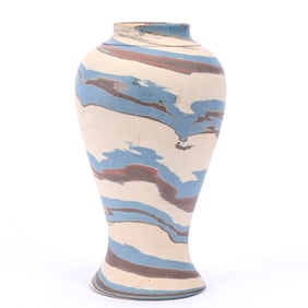 Vase, Niloak Pottery Second Art Mark, Mission Swirl