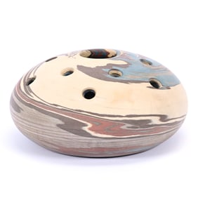 Flower Bowl, Niloak Pottery Second Art Mark, Mission Swirl