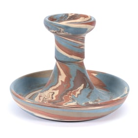 Candlestick, Niloak Pottery Second Art Mark, Mission Swirl