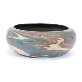 Bulb Bowl, Niloak Pottery Second Art Mark, Mission Swirl