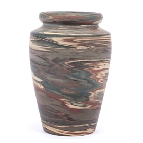 Vase, Niloak Pottery First Art Mark, Mission Swirl