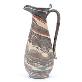 Pitcher, Niloak Pottery First Art Mark, Mission Swirl