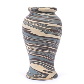 Vase, Niloak Pottery First Art Mark, Mission Swirl